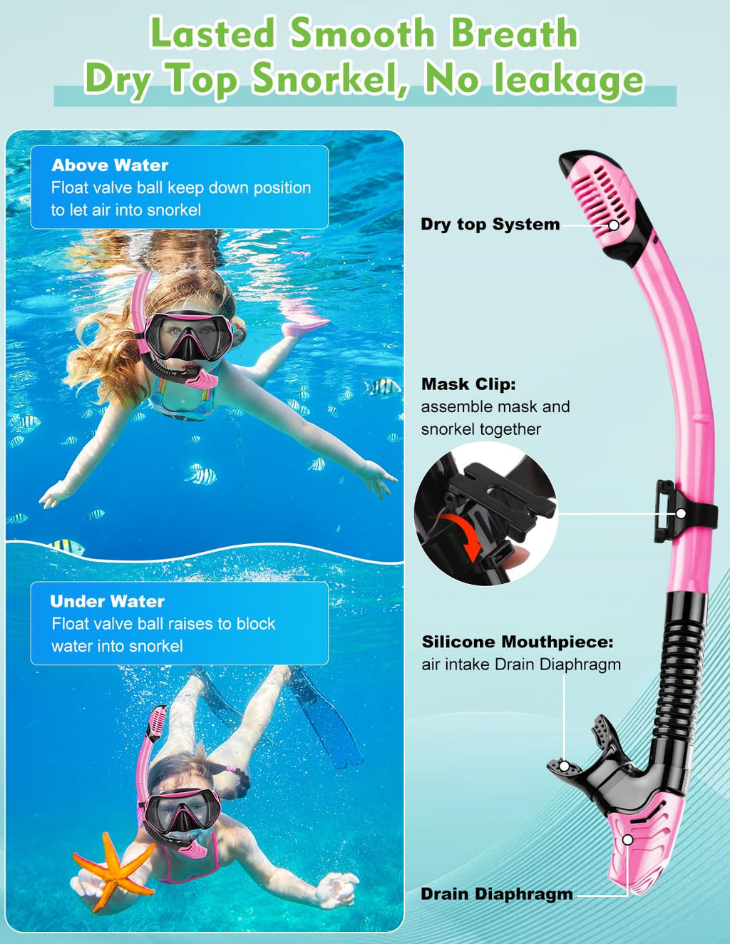 Hydomi Snorkel Set - 180° Panoramic Anti-Fog Mask with Dry Top Valve
