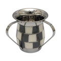 Fenzo Judaica Steel Netilat Yadayim Hand Wash Cup | 2-Handle White & Gray