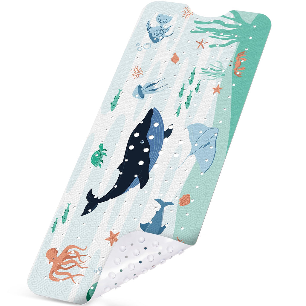 NiBaby Non-Slip Bath Mat with Suction Cups, 102 x 41 cm, Whale Design - image 1