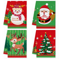 Vspek Christmas Kitchen Towels - Set of 4 Microfibre Holiday Dish Cloths