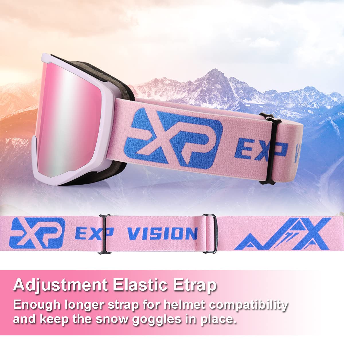 EXP VISION Ski Goggles | Anti-Fog OTG Snowboard Goggles - Purple