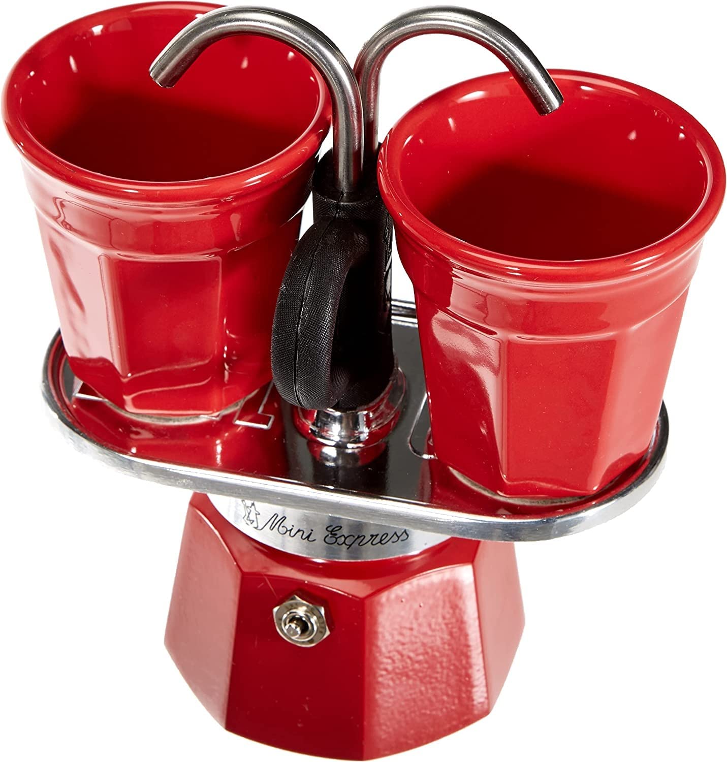 Bialetti Mini Express 2-Cup Espresso Maker – Red Italian Coffee Set