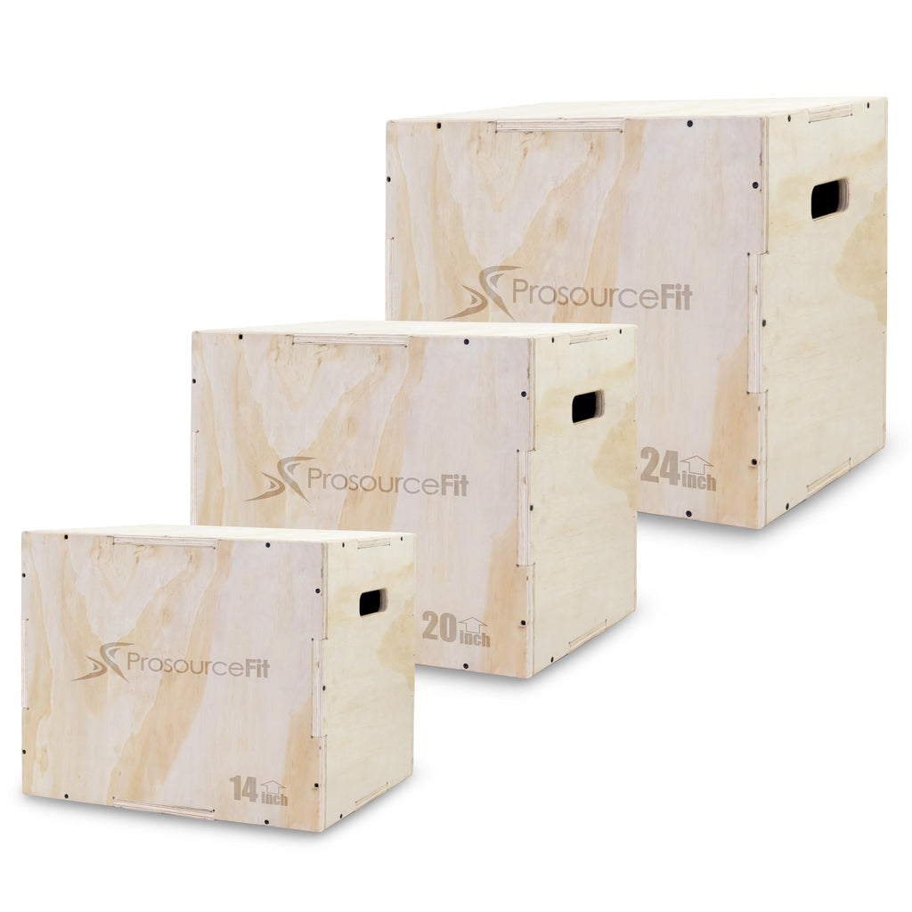 ProsourceFit 3-in-1 Wood Plyometric Jump Box | 24x20x16 Plyo Box