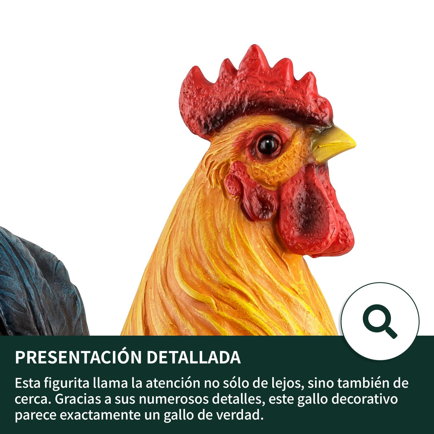 1PLUS Polyresin Cockerel Garden Figurine – Weatherproof Rooster Statue