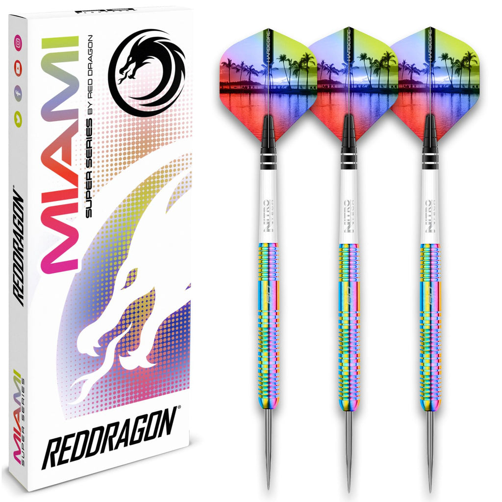 Red Dragon Miami 24g Tungsten Darts Set | Professional Steel Tip Darts