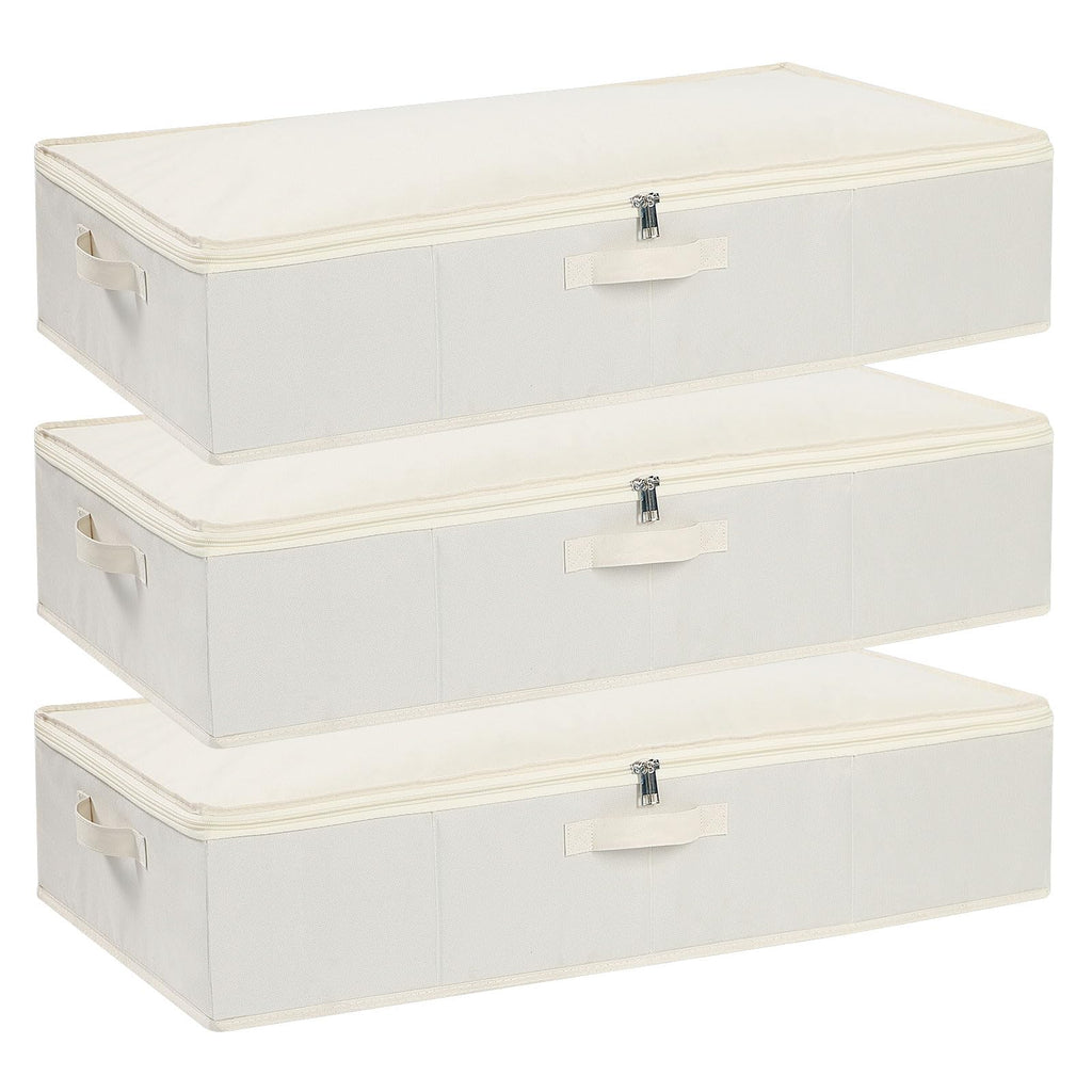 YheenLf 3-Pack Under Bed Storage Box with Lid | Foldable Linen Organiser