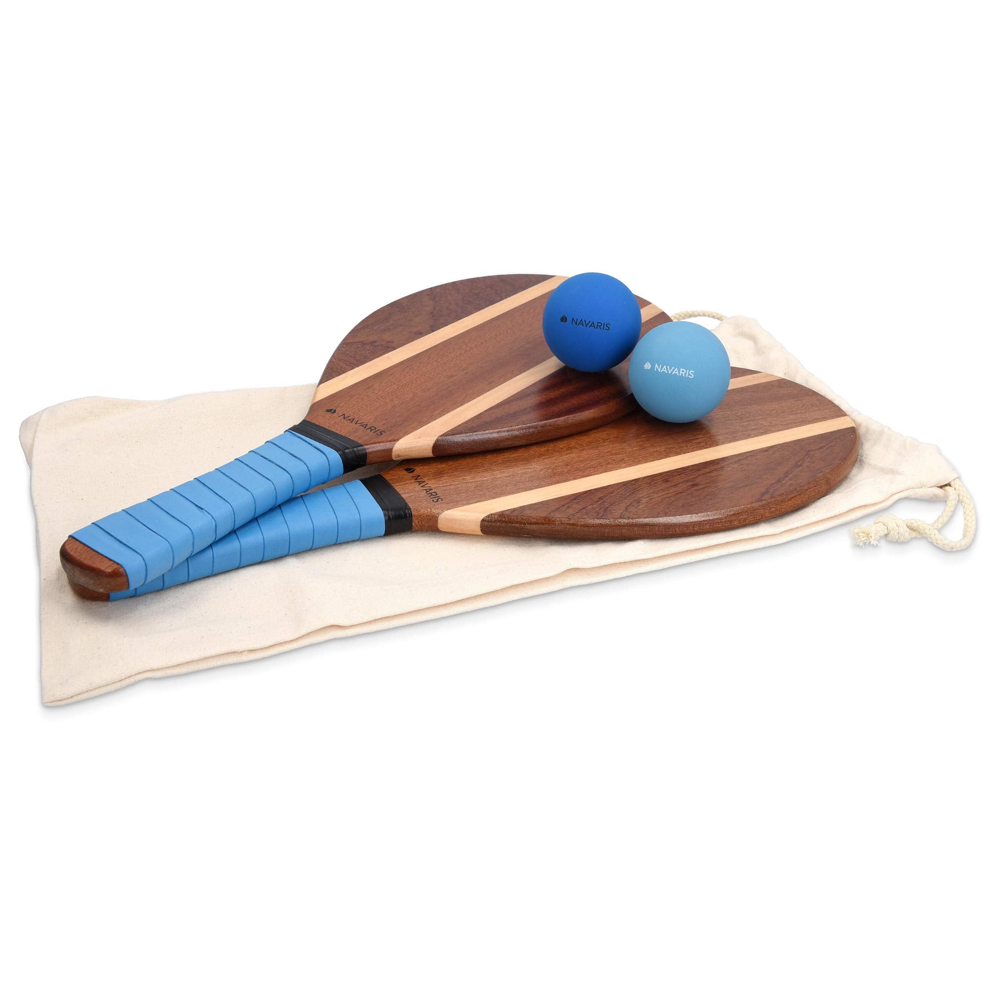 Navaris Frescobol Beach Rackets Set – 2 Varnished Wooden Paddles