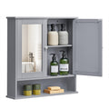 VASAGLE Bathroom Mirror Cabinet – 2-Door Wall Storage in Dove Grey
