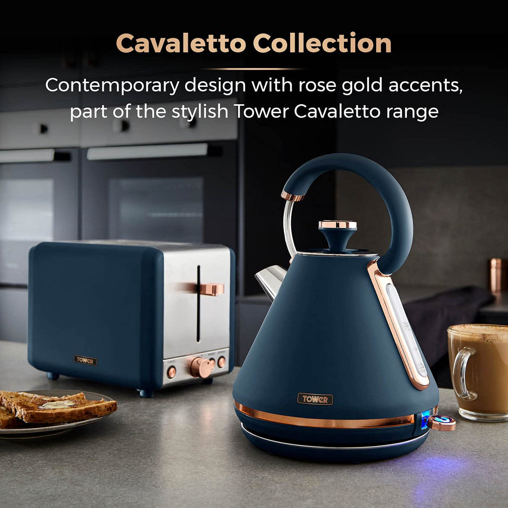 Tower Cavaletto 2-Slice Toaster | Midnight Blue & Rose Gold | 850W