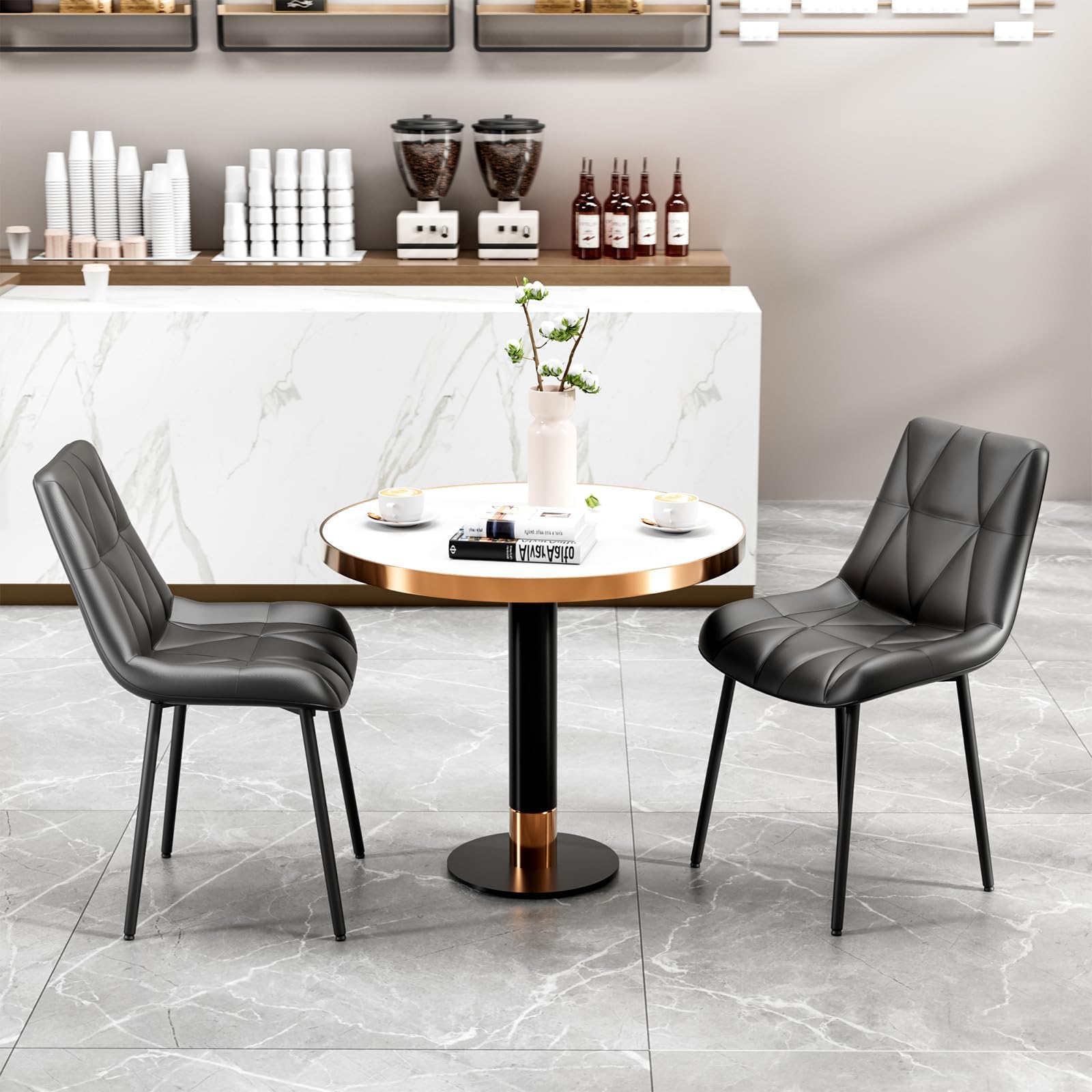 Clevich Dining Chairs Set of 2 | PU Leather Upholstered Kitchen Chairs