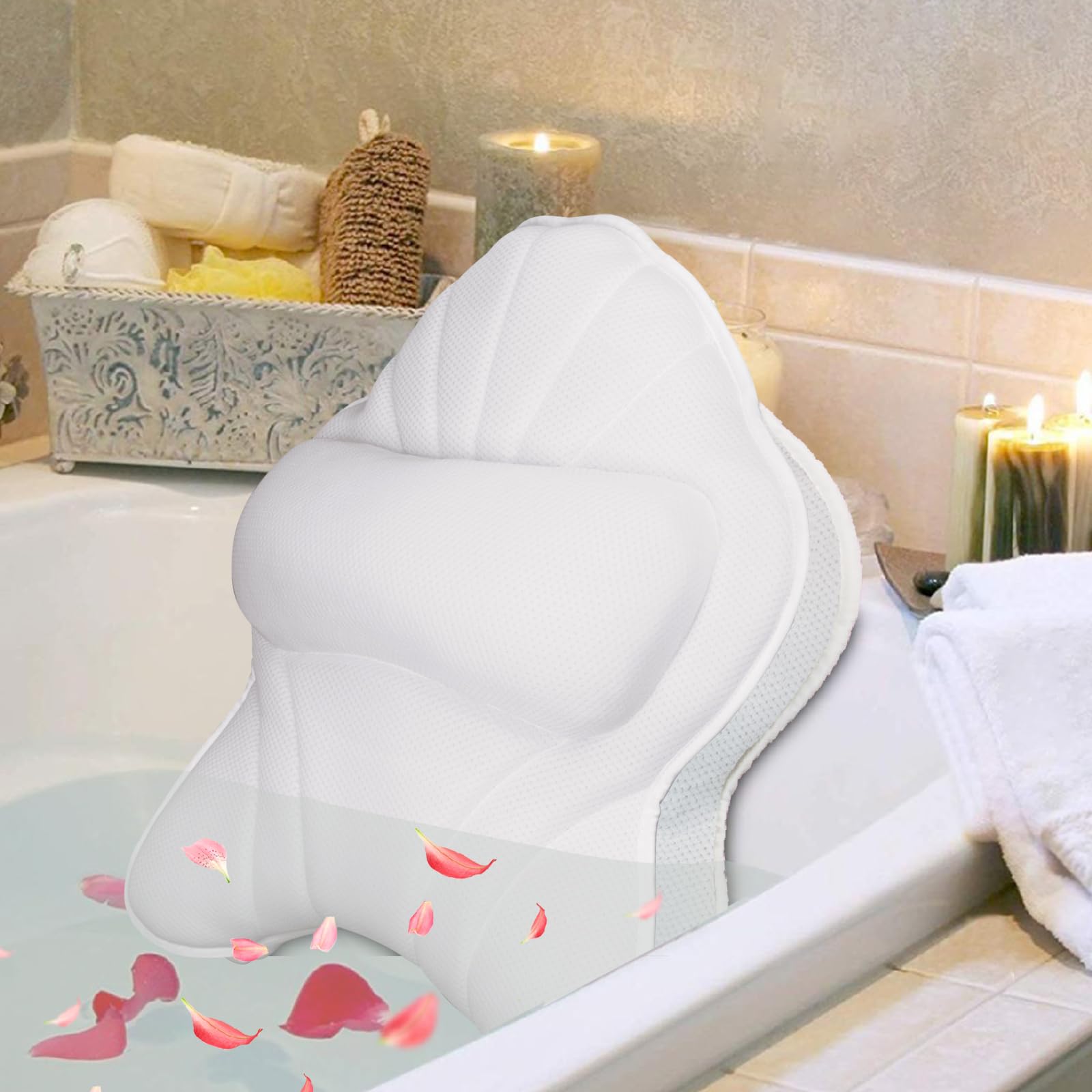Poemland Extra Large Bath Pillow | 3D Air-Mesh Ergonomic Spa Pillow