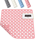 HITSLAM Square Shower Mat – 53x53cm Non-Slip TPE Rubber Bath Mat, Pink