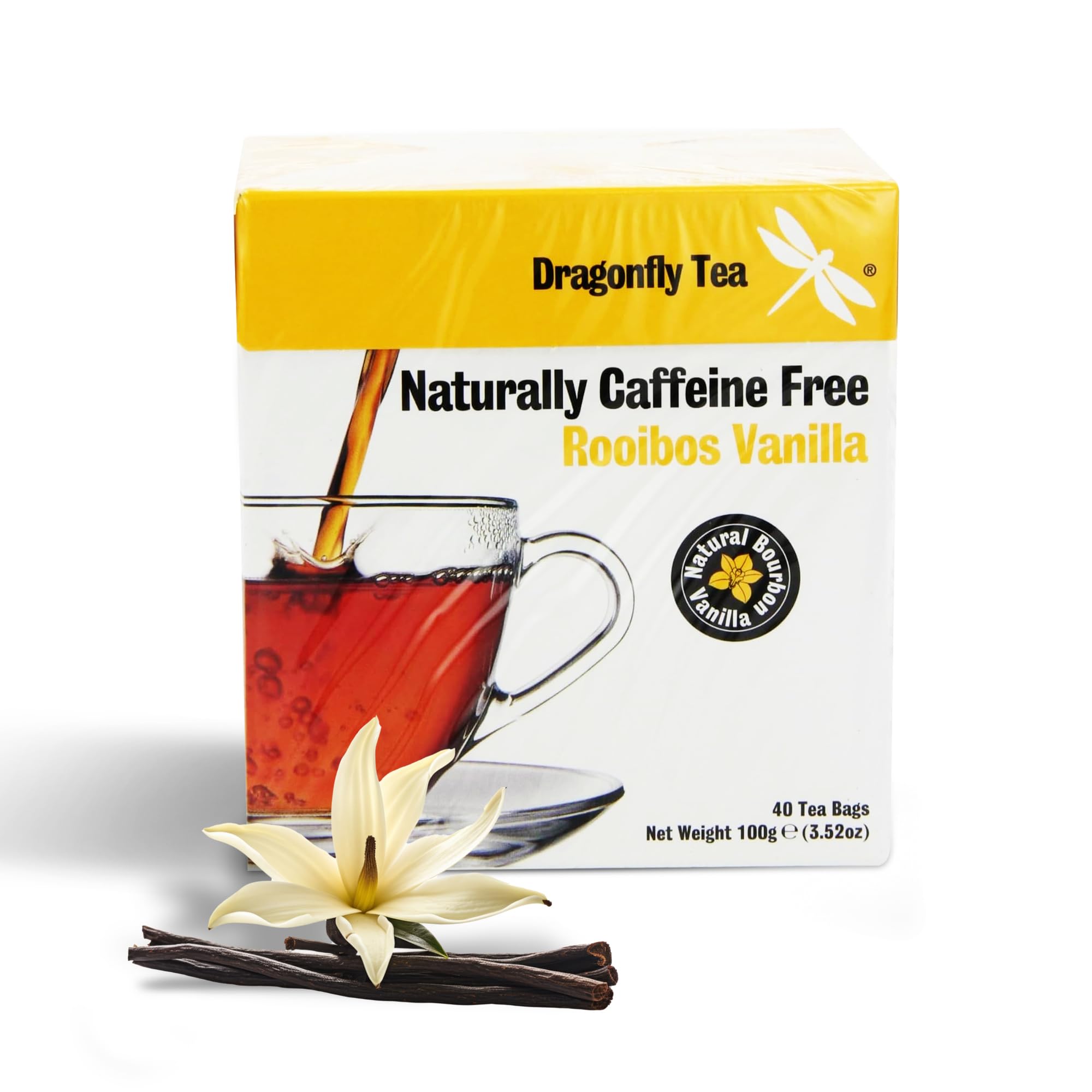 Dragonfly Organic Rooibos Vanilla Tea – Caffeine-Free, 160 Tea Bags