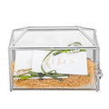 NCYP Silver Glass Wedding Card Box with Lock – Large Geometric Terrarium