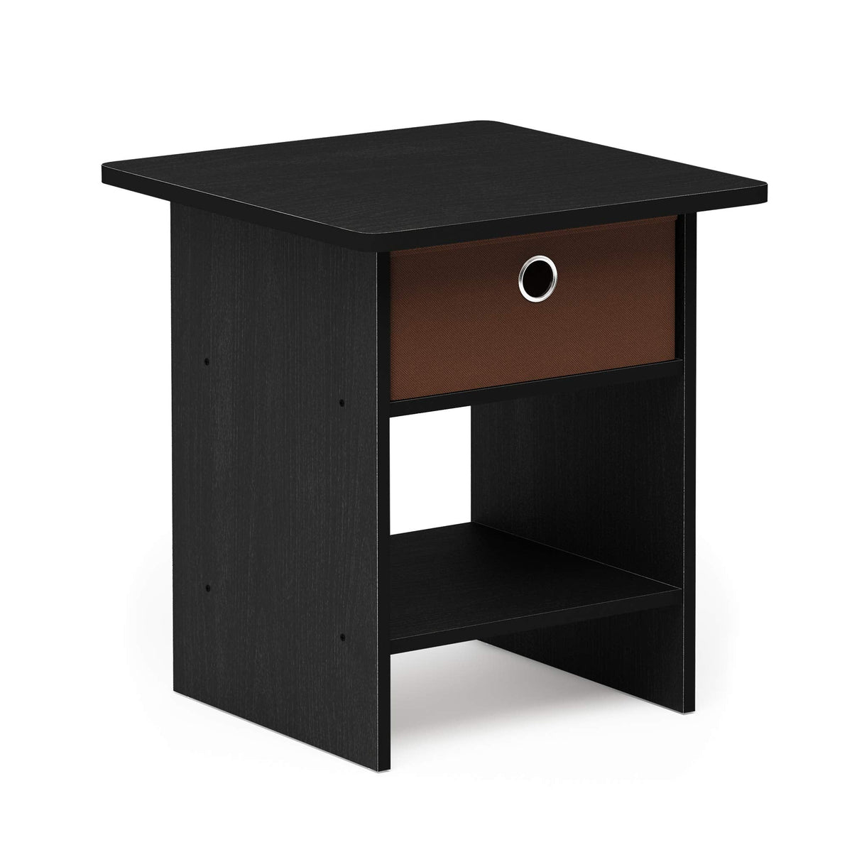 Furinno Dario End Table/ Night Stand Storage Shelf with Bin Drawer, Americano/Medium Brown - image 4