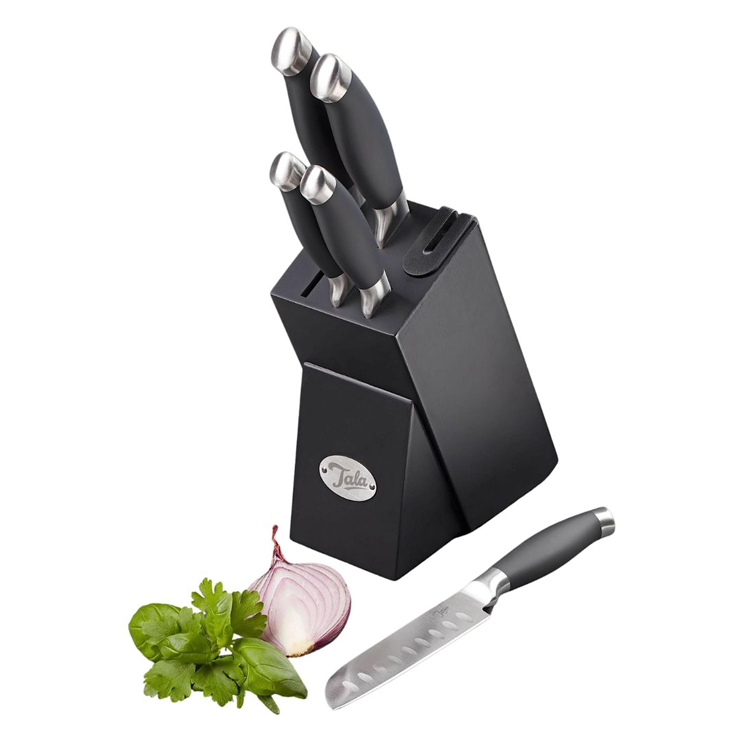 Tala 6 Piece Knife Block Set | Steel Blades with Integrated Sharpener