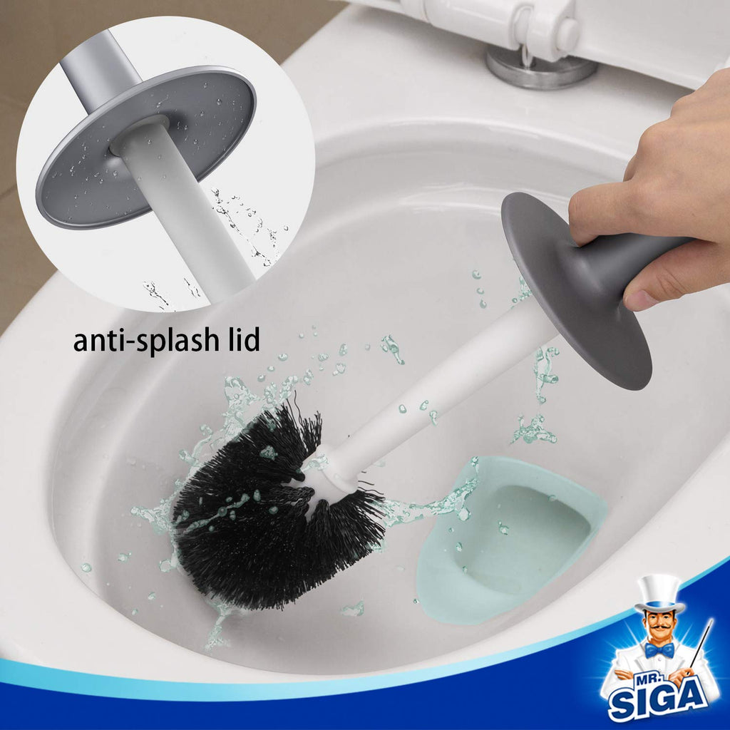 MR.SIGA Toilet Bowl Brush and Holder for Bathroom, grey, 1 Pack