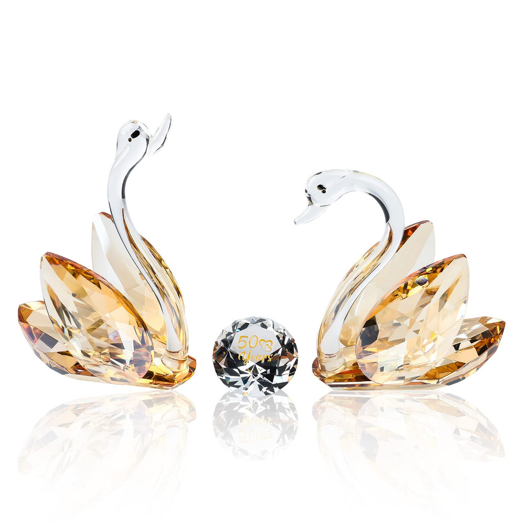 Jolof Store Crystal Golden Swans Set – 50th Anniversary Gift