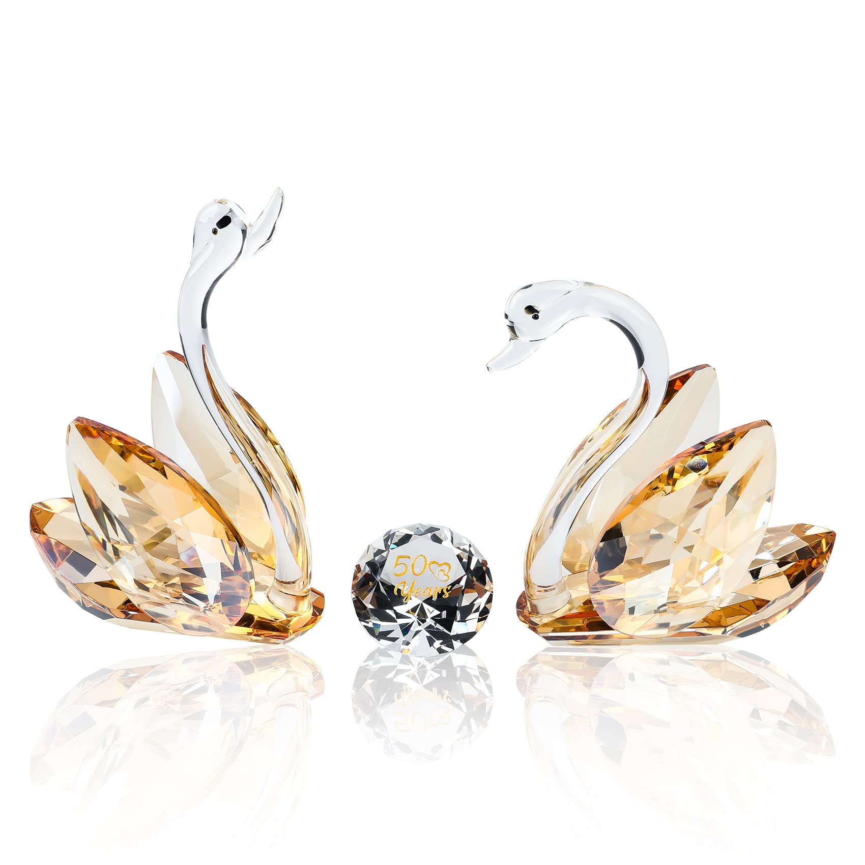 Jolof Store Crystal Golden Swans Set – 50th Anniversary Gift