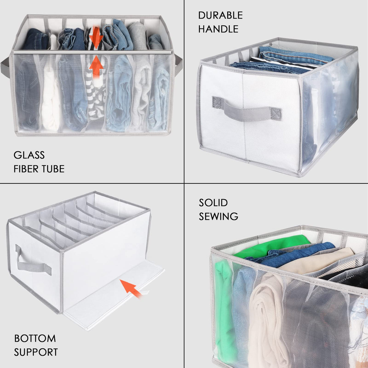 Univivi Large Clothes Drawer Organiser, 7 Grids, 4 pack - image 4