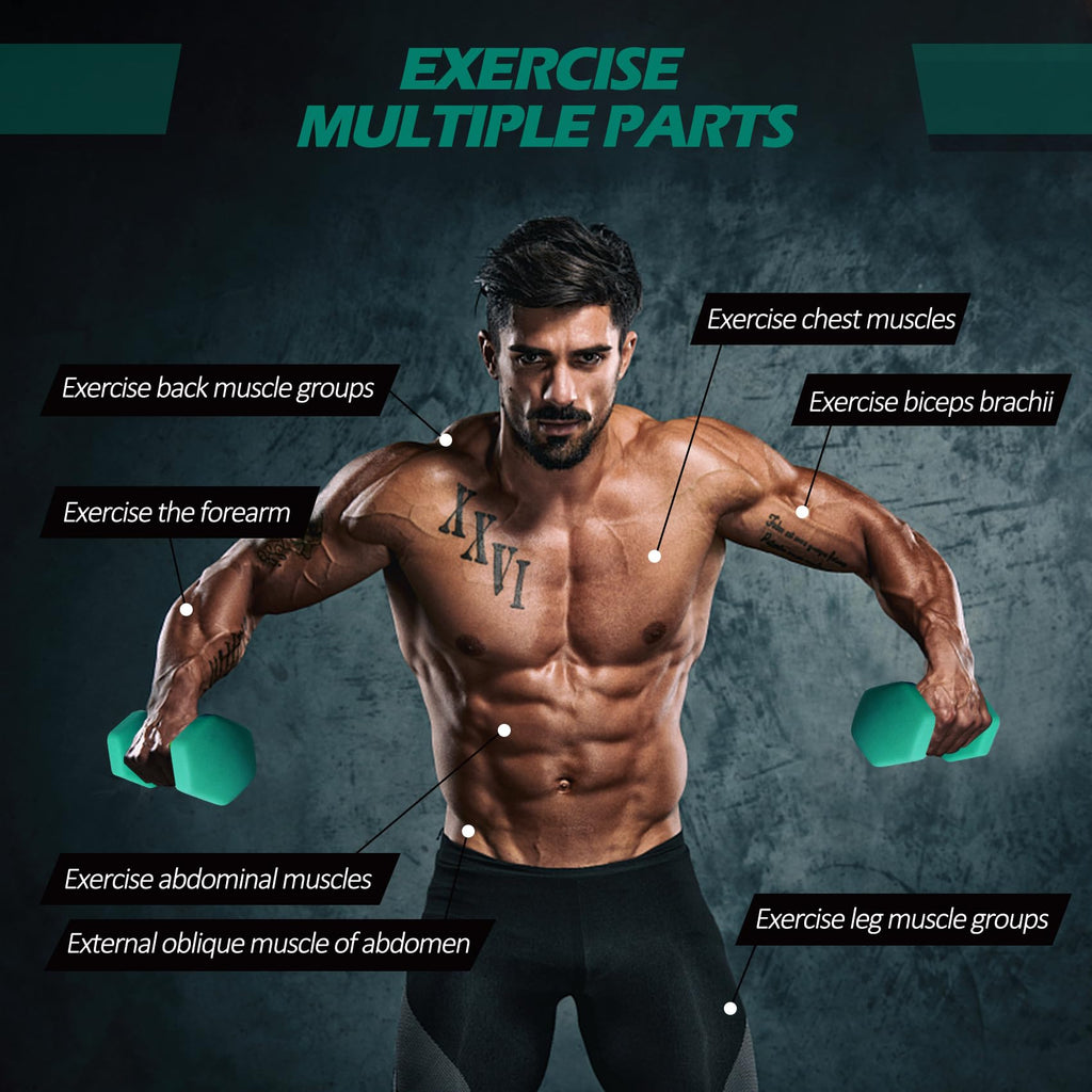 ACTIVE FOREVER Hex Dumbbells Set of 2 | 5kg Neoprene Non-Slip Weights