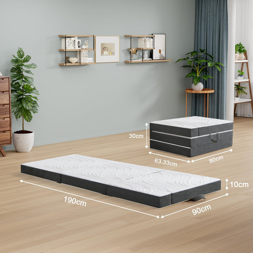 Twirest Folding Mattress,Single Foldable Memory Foam Mattress,90x190x10cm - image 3