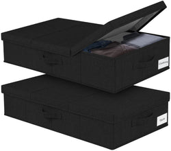 JUPELI Under Bed Storage Box with Lid – 2 Pack Foldable Fabric Organizers