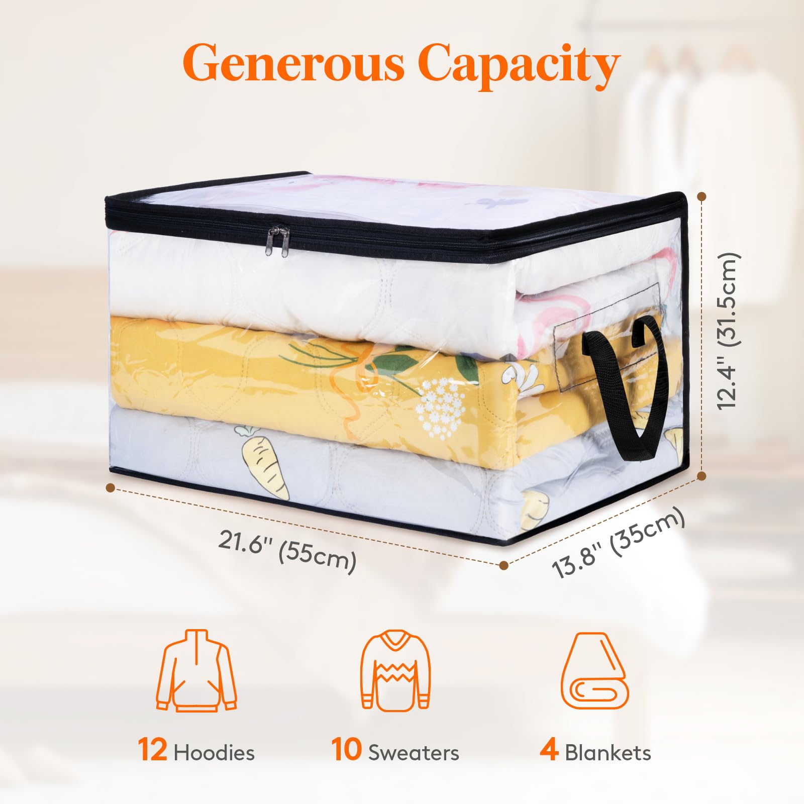 Lifewit 8 Pack Clear Clothes Storage Bags | 60L Vinyl Blanket Organizers