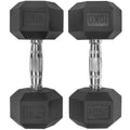 Active Forever Rubber Hex Dumbbells Set of 2 | 10kg Non-Slip Weights