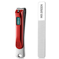 MR.GREEN Stainless Steel Nail Clippers with Glass File – Medium Red