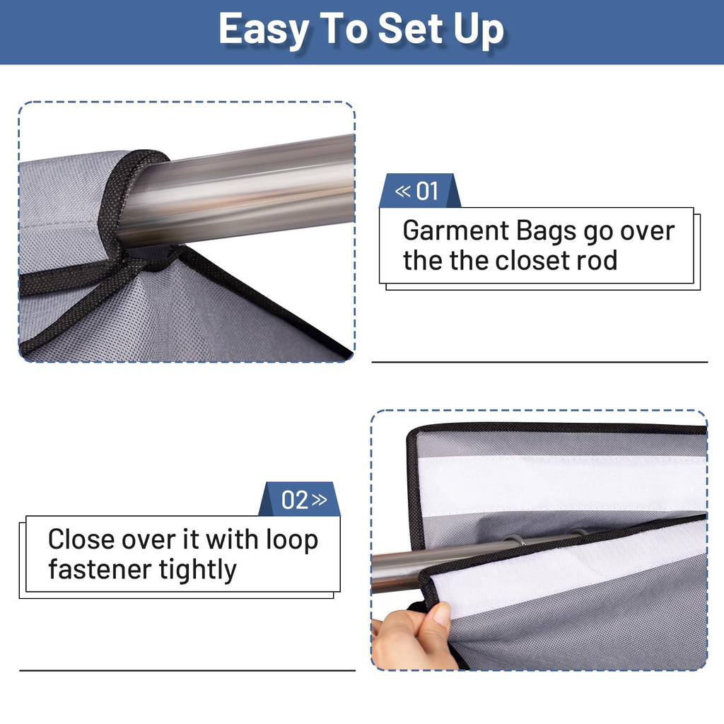 SLEEPING LAMB 2 Pack 54" Hanging Clothes Bags for Storage Long Dresses Fully Sealed for Clothes Jackets Coats Suits with Clear PVC Window - image 4