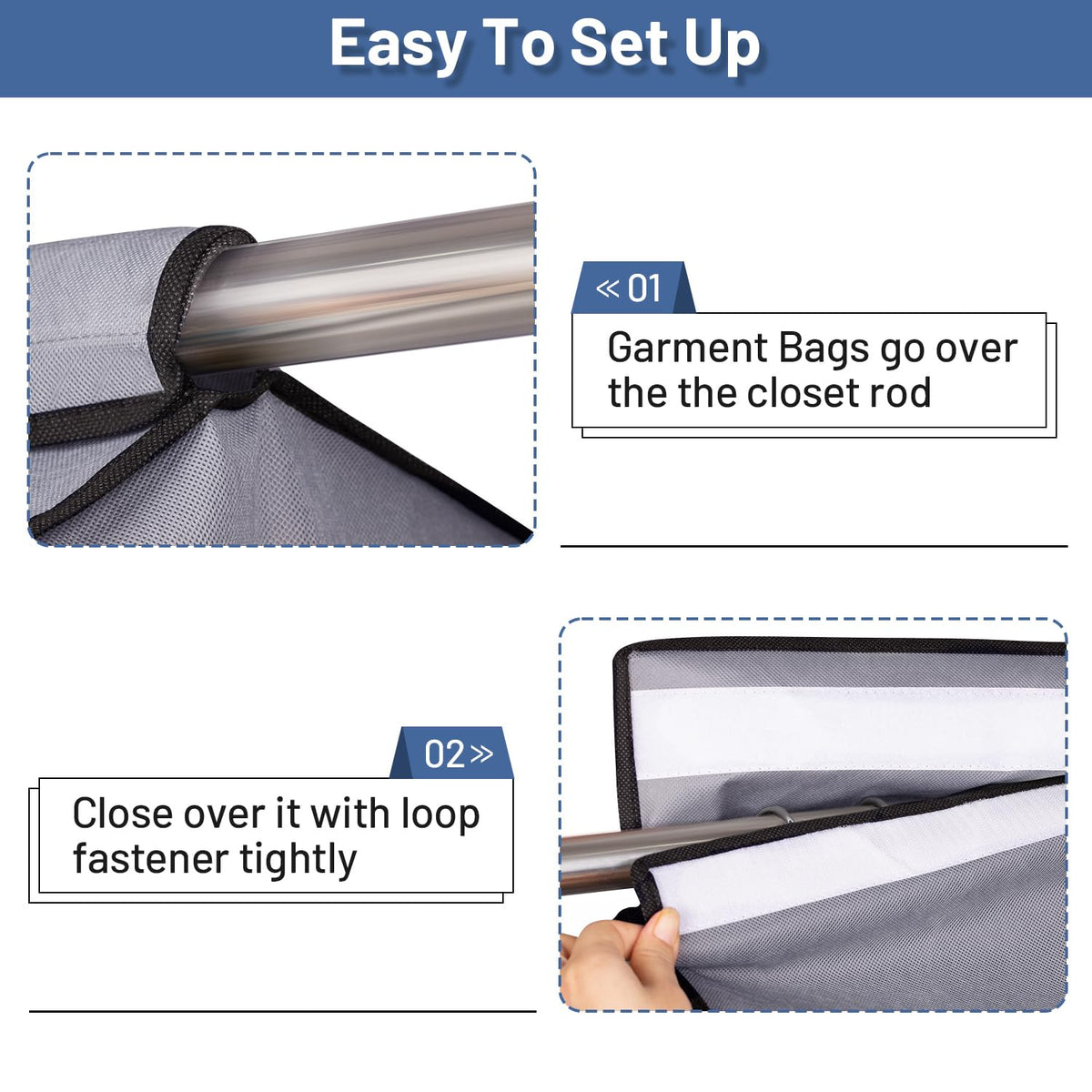 SLEEPING LAMB 2 Pack 54" Hanging Clothes Bags for Storage Long Dresses Fully Sealed for Clothes Jackets Coats Suits with Clear PVC Window - image 4