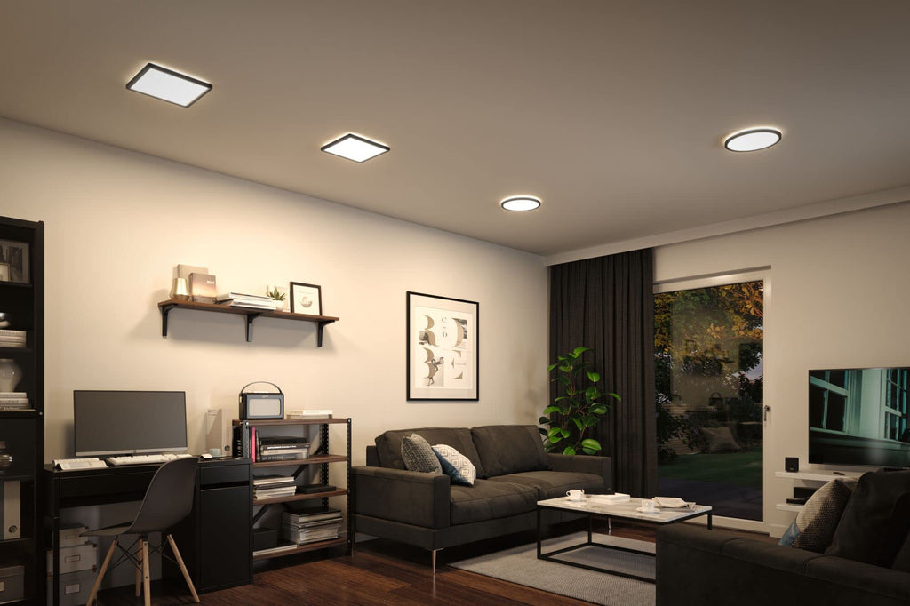 Paulmann Atria Shine LED Panel – 293mm Square Ceiling Light in Black