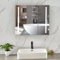 Plumbsys LED Bathroom Mirror Cabinet - 2 Door Anti-Fog Black 750x650mm