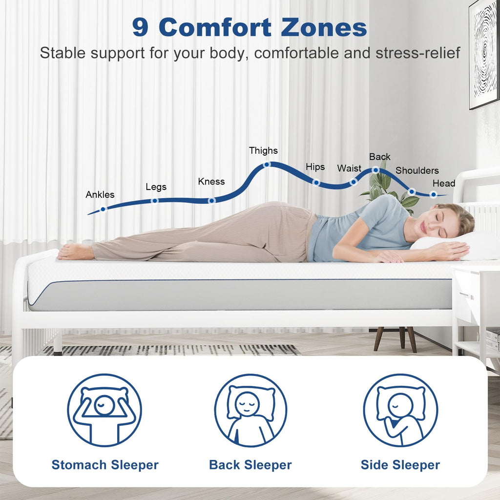 Doubleslee Memory Foam Mattress Double, Medium Firm Feel, 135x190x20cm - image 4