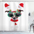 Abakuhaus Christmas Puppy Shower Curtain | Waterproof Fabric | 78 x 69