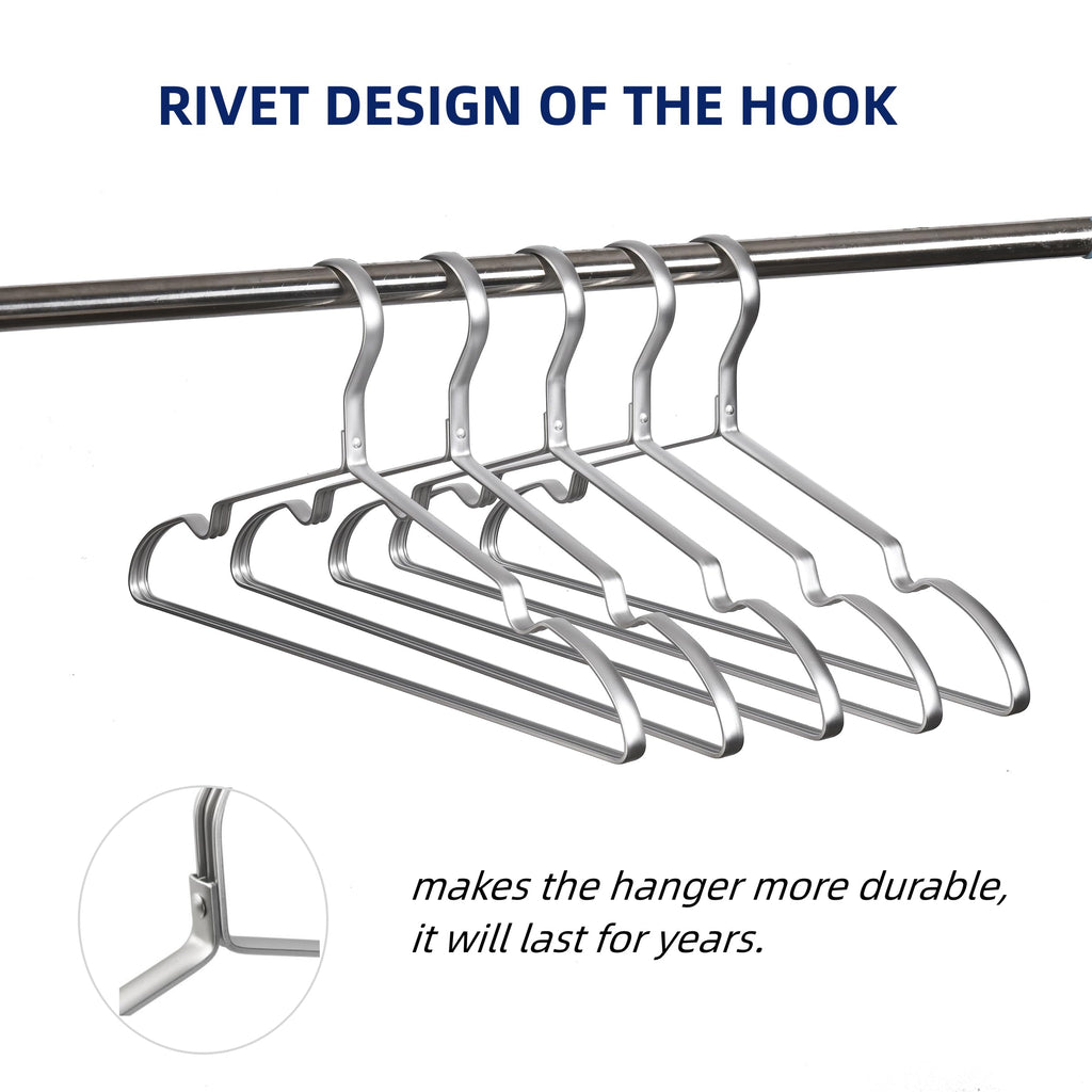 Amber Home Matte Silver Aluminum Coat Hangers - 20 Pack Metal Suit Rack