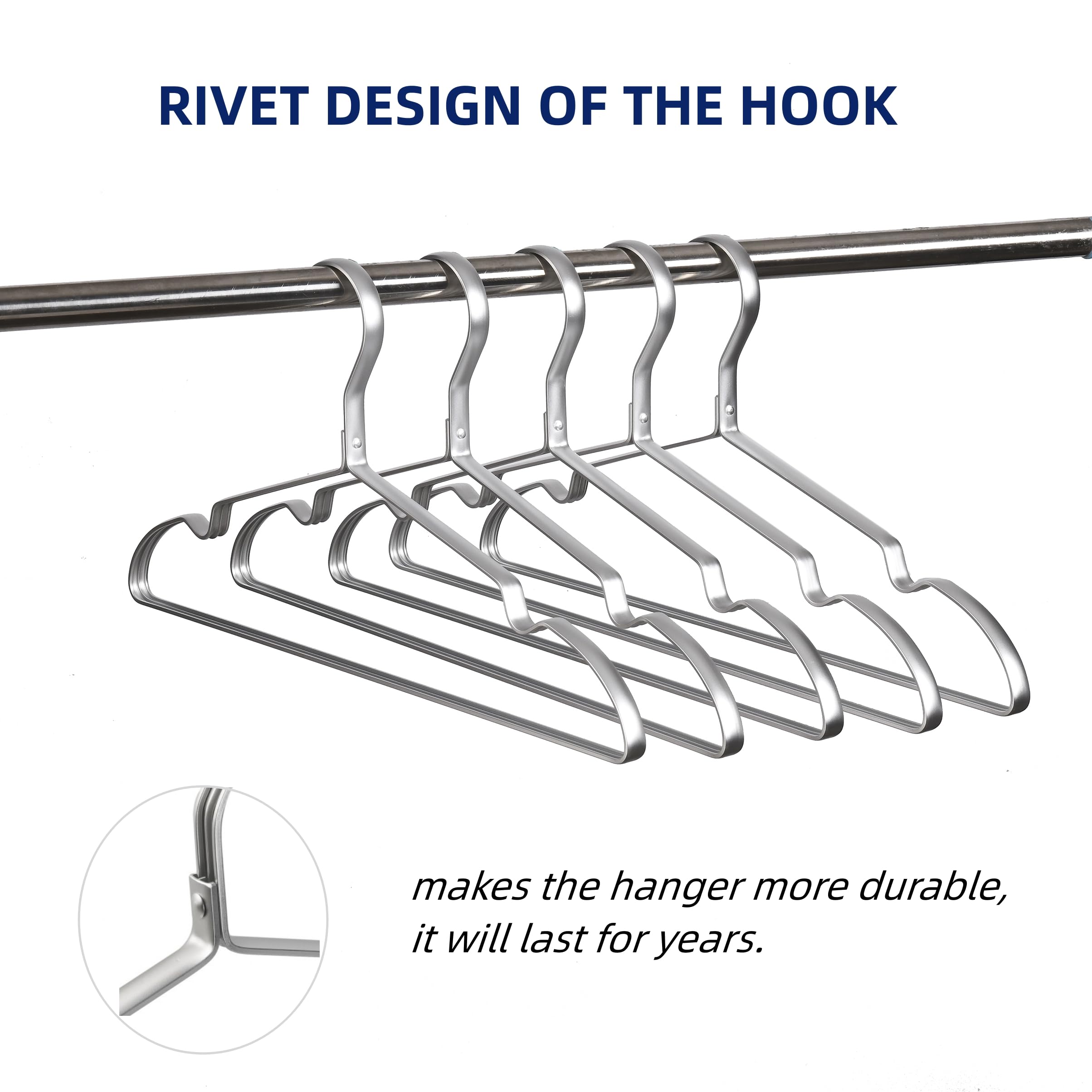 Amber Home Matte Silver Aluminum Coat Hangers - 20 Pack Metal Suit Rack