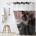 Wohnvoraus Ombre Mountain Shower Curtain – Hookless Navy Fabric with Liner