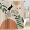 Hnmdmyi Boho Cat Shower Curtain | Mid Century Modern Polyester, 71x71