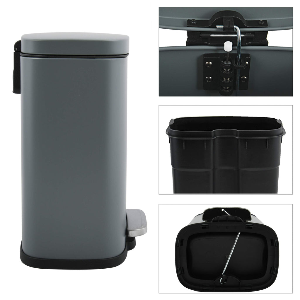 Spirella Collection Akira Pedal Bin, 21.4 x 17.6 x 30 cm 5 Litres, Steel, Matt Chrome - image 4