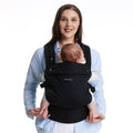 Momcozy Pure Cotton Baby Carrier with Lumbar Support, 3-24 Months - Black