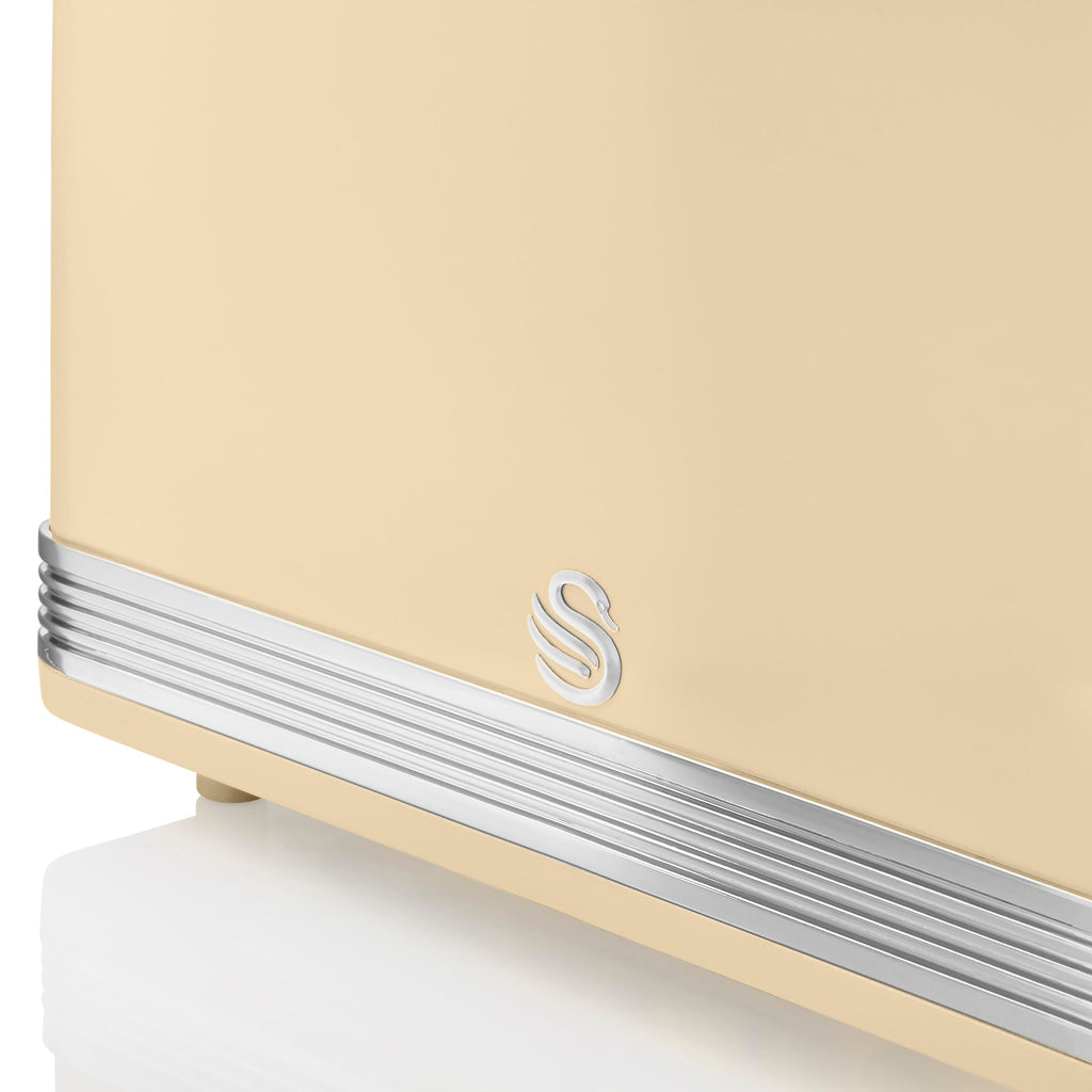 Swan Retro 4-Slice Toaster – 1600W with 6 Browning Levels, Cream