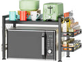 EKNITEY Extendable Microwave Oven Rack | 2-Tier Kitchen Shelf with Hooks