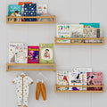 Gieanoo Nursery Floating Shelves – Set of 4 Solid Pine Wood Wall Bookshelves