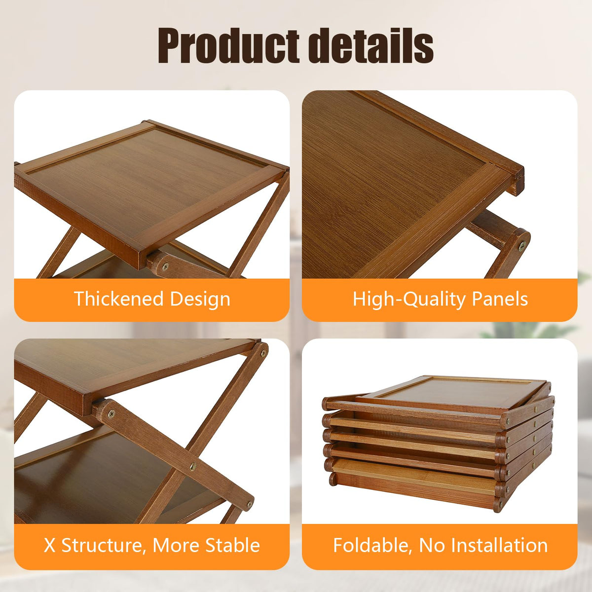 YYW Shoe Rack, Foldable Shoes Organizer Free Standing Shelf for Entryway, Closet, Hallway, Foldable X Shape Multi Tier Shoe Rack Brown,7 Layers - image 4