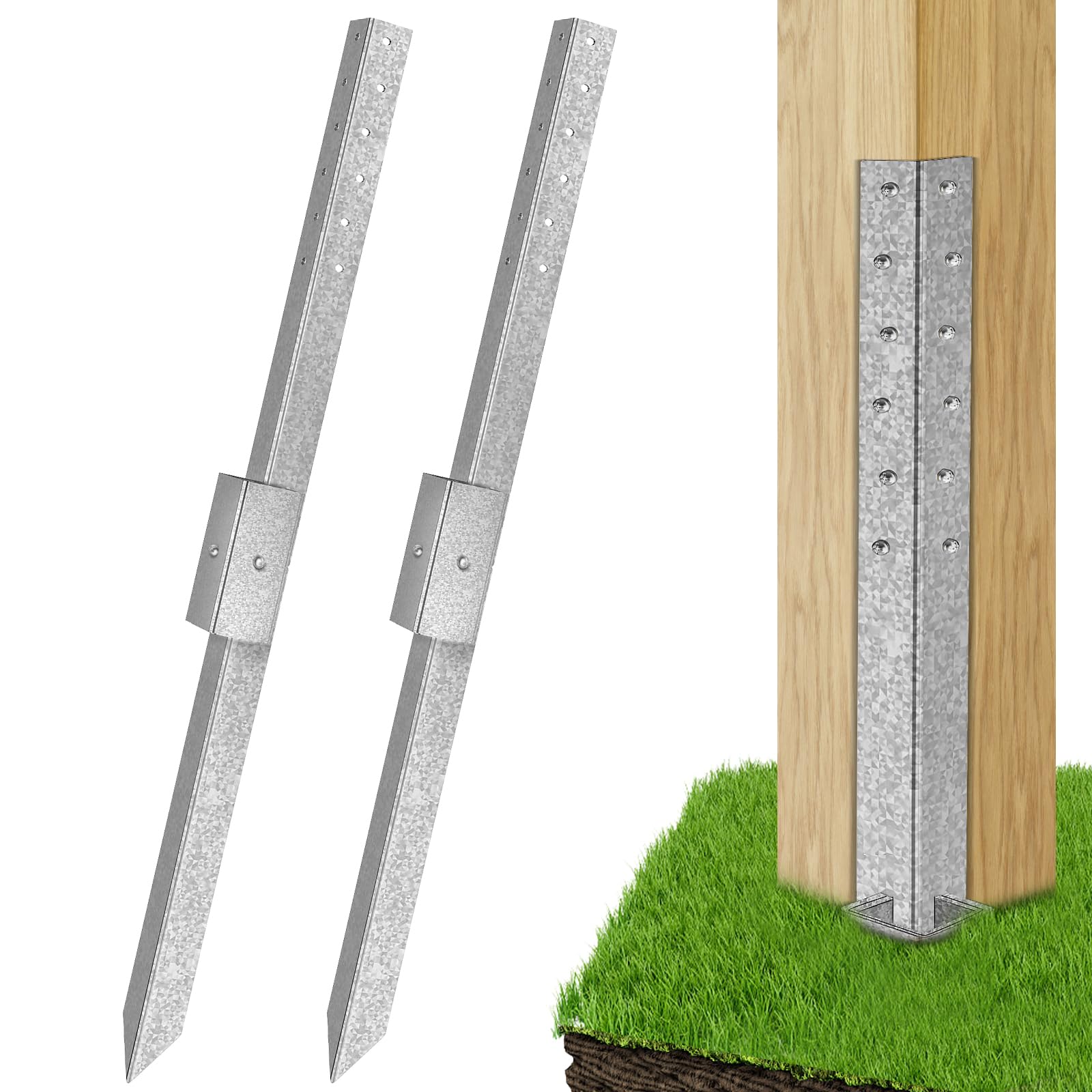 Jolof Store Fence Post Repair Anchor Ground Spike for Wood Posts – 2 Pack