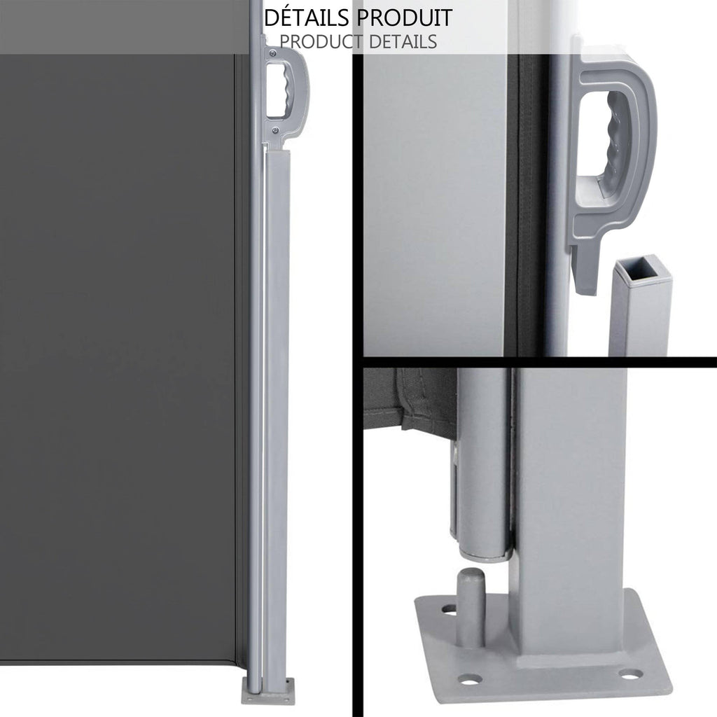 VOUNOT Retractable Side Awning | 140x300cm Outdoor Privacy Screen, Grey