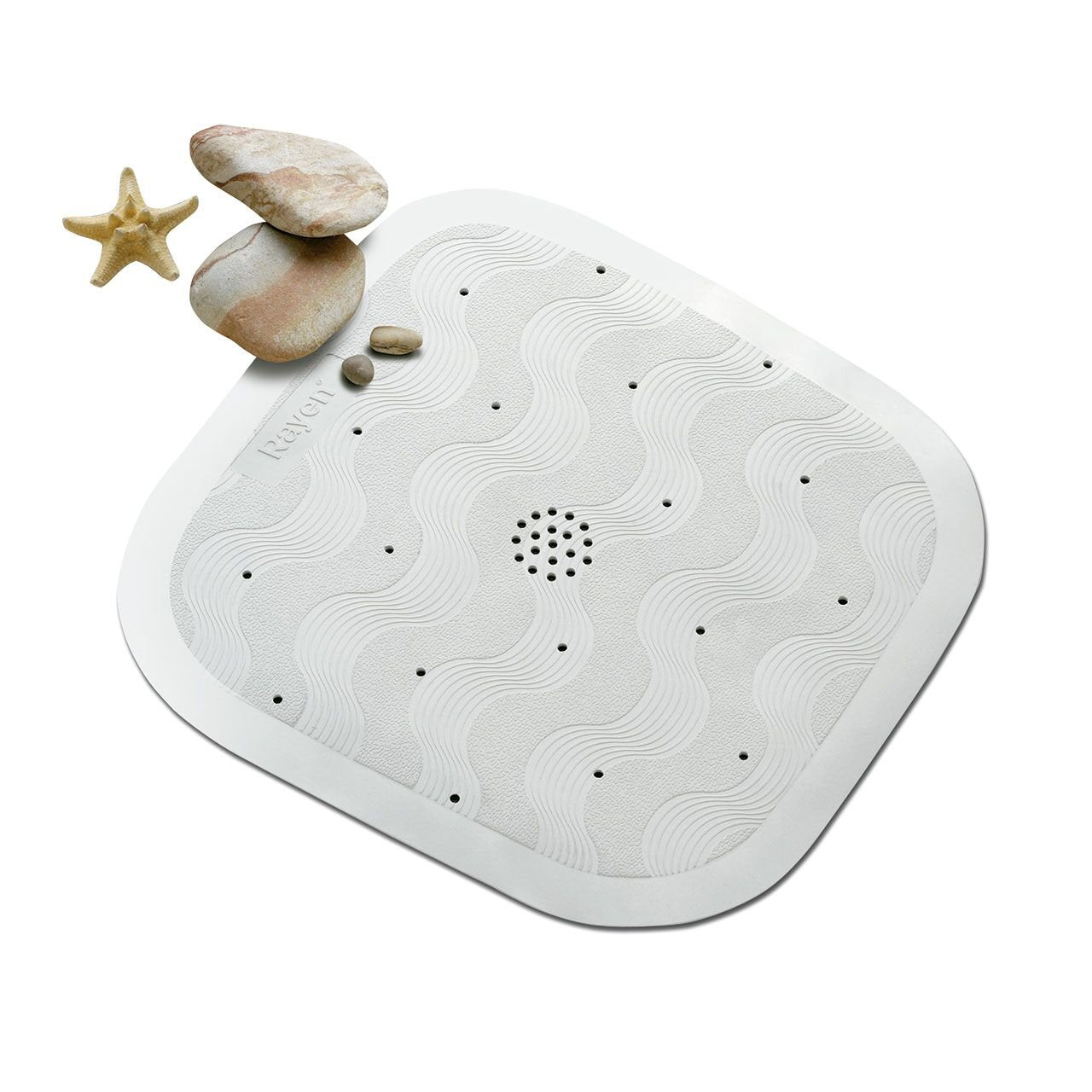 Rayen Non-Slip Shower Mat – Natural Rubber Anti-Slip Bath Mat, White