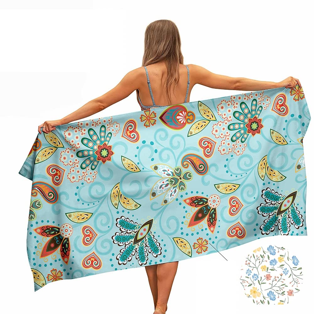 Ulticool Microfibre Towel – Flowers Cashmere Blue – Quick-Dry 160x80cm